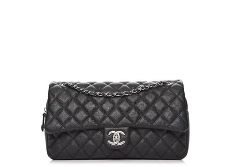 Chanel Easy Flap Quilted Diamond Jumbo Black in Caviar with